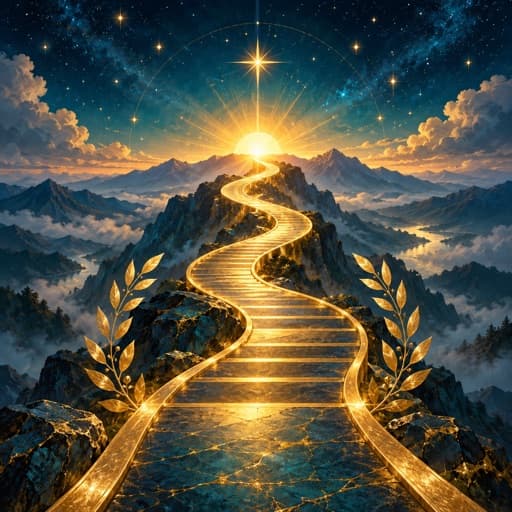 Golden path rising toward a bright horizon